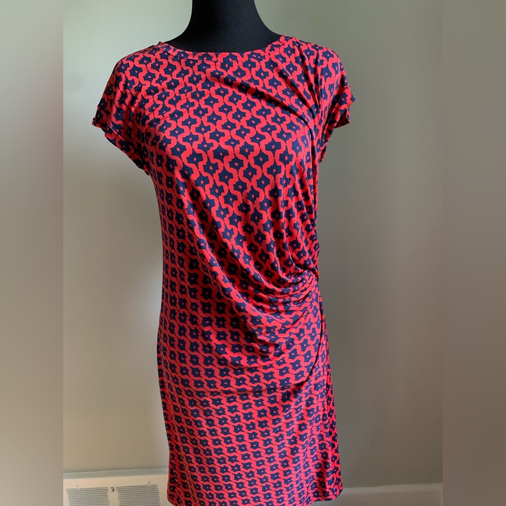 Banana Republic red and blue stretchy shift dress